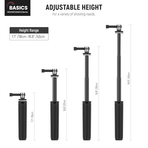 NEEWER Basic Selfie Stick Tripod for DSLR Action Camera Webcam, Mini Vlogging Video Desk Stand Accessories Compatible with GoPro Hero 13 12 Insta360 DJI Osmo Action 5 Pro AKASO EK7000 Brave 4 7, TP46 - image 2