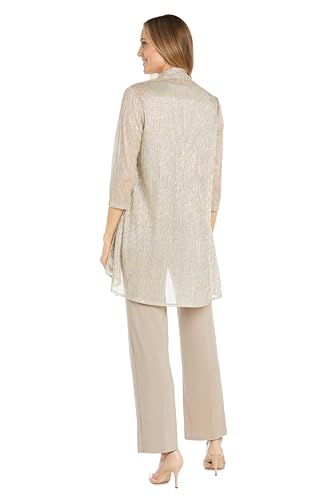 R&M Richards Elegant 3-Piece Sequin Duster Pant Set W/Necklace - Wide-Leg Pull-On Pants & Shimmer Tank3