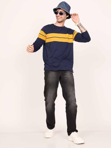 Image of LEOTUDE Men's Cotton Regular Fit Printed Round Neck Full Sleeve T-Shirt