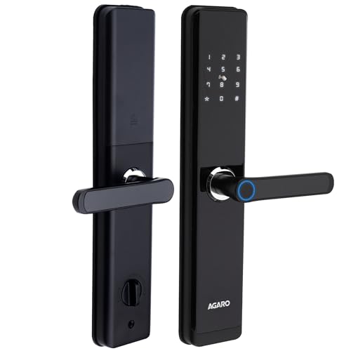 Image of AGARO Royal Smart Door Lock with Handle, Auto Lock, Unlock with Finger Print /RFID Card /PIN Access /App with Bluetooth /Manual Key Access, Digital Door Lock, Anti-Theft Lock, Home Safety, Black