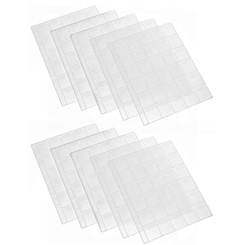 10 fogli portamonete trasparenti a 3 fori Pagine di fogli per la raccolta di monete gettoni medaglioni distintivi Collezione di materiali di consumo 30-griglia