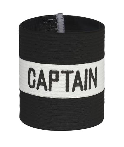 MC-Trend Fußball Kapitänsbinde: Hochwertige und elastische Spielführer-Armbinde für alle Altersklassen – Perfekte Wahl für Ihren Team-Kapitän Captain (1, Schwarz/Weß)