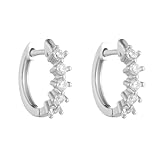 Pendientes de aro de oro blanco para mujer, aretes de aro de 18 quilates con moissanita, Metal, Moissanita