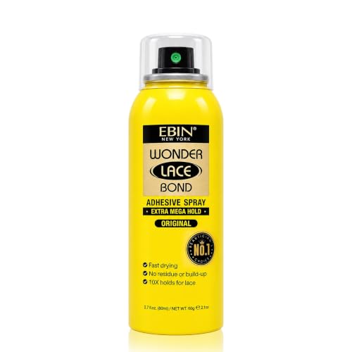EBIN NEW YORK Wonder Lace Bond Adhesive Spray Original - Extra Mega Hold 2.7oz/ 80ml | Daily Use, Fast Drying, No Residue, No Build-up, Powerful Hold, All-day Hold, Daily Wig Application