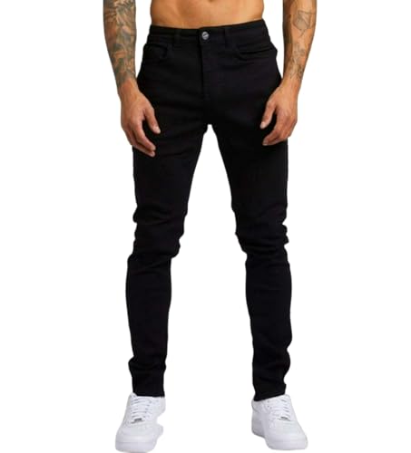 Jeans Pants Trouser Denim Trendy Slim Fit High Waisted Elastic Distressed Washed Small Leg for Men