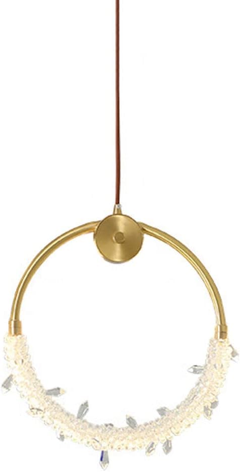 Lampe ronde réglable LED 18 W, suspension moderne en cristal et finition dorée
