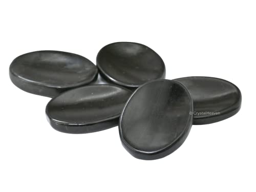 Image of Certified Shungite Crystal Thumb Worry Pebbles Stones for Anxiety Stress Relief Massage - AAA Grade Original Healing Gemstone Agate Rubbing Stone for Yoga Meditation Spiritual Reiki Feng Shui