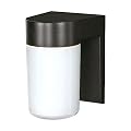 Nuvo Lighting SF77/137 Utility Fixture Die Cast Aluminum Durable Outdoor Wall Mount Porch and Patio Light with White Glass Cylinder, Black