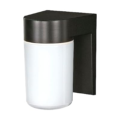 Nuvo Lighting SF77/137 Utility Fixture Die Cast Aluminum Durable Outdoor Wall Mount Porch and Patio Light with White Glass Cylinder, Black