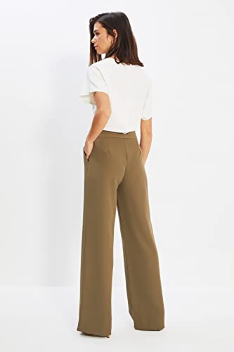 TRENDYOL Damen Trendyol Open Straight Trousers Pants, Helles Khaki, 40 EU