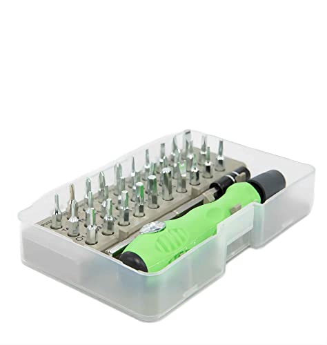 Non Slip Handle Telescopic Rod 32 In 1 Mini Magnetic Screwdriver Set,Portable Hardware Tool Kit,Household Mini Screwdriver,Multi-Functional Precision Screwdriver Set (Green) #TOP19