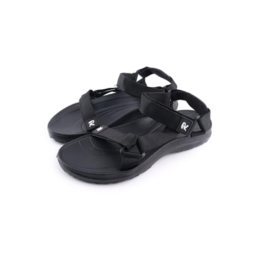 R ISLAND Sandalias deportivas de Hombre,Adulto,Impermeable,Punta Descubierta,Sandalias de Verano, deportivo,senderismo. (Negro, 45)