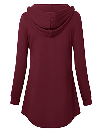 Image of Lotusmile Women's Long Sleeve Hooded Tunic Tops Button Swing Pullover Hoodie Sweatshirts