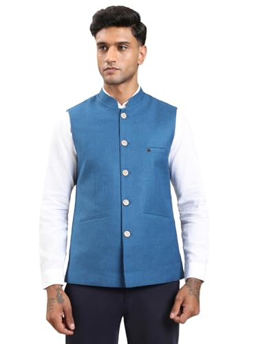 Veste pour homme en pur coton ajustée blazer col Nehru mode été