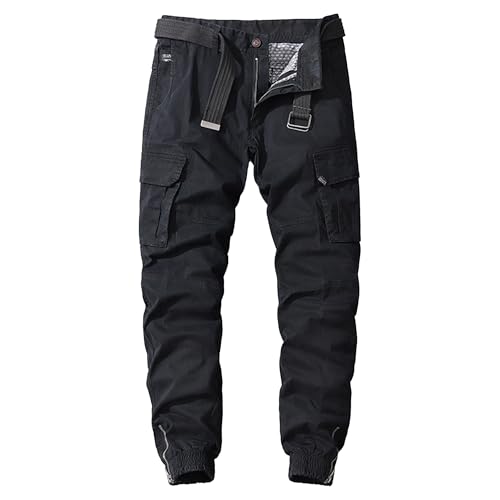 Men's Mid Rise Cargo Pants Tapered Leg Tactical Joggers Pants