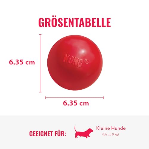 KONG Ball mit Loch - Hundespielzeug zum Apportieren - Klassischer Gummiball für Training und Spiel - Für Kleine Hunde - Rot