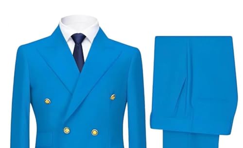 Men's Slim Fit Suit 2 Piece Set Double Breasted Wedding Tuxedo Prom Formal Blazer and Pants Comfortable2