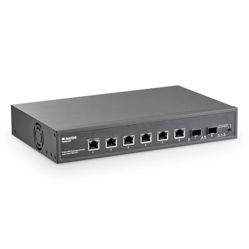 Image of MokerLink 8 Port 10Gbps Ethernet Switch with 2x10G SFP+ Slot, 6 Port 10G RJ45 Support 10G /5G /2.5G /1000M /100M Auto-Negotiation, 160Gbps Bandwidth Unmanaged Plug and Play Desktop|RackMount Switch