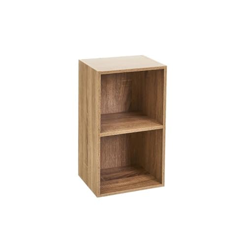 LOLAhome Estantería Librería Cubo con 2 estantes de Tablero de Laminado Color Natural para Despacho, Librería, Dormitorio o Despensa de 30x54 cm
