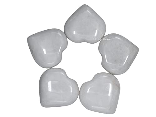 Image of White Agate Snow Quratz Crystal Heart Palm Pebbles Stones for Anxiety Stress Relief Massage - AAA Grade Original Healing Gemstone Agate Heart Palm Stone for Yoga Meditation Spiritual