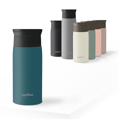 eppikan EppiToGo Termo de Acero Inoxidable, taza aislada, Travel Mug, Coffee-to-go, Taza para Coche, 350 ml, 500 ml, taza de viaje, antigoteo con Apertura de 360º higiénica (Vivid Blue, 350 ml)