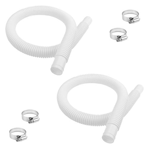 1-1/4 Inch x 3 Foot Long Pool Skimmer Hose for Intex White Above Ground Pool Flex Connection Suction Hose or Filter 2 Pack