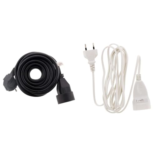 Zenitech - Extensor Hembra a Macho 16 A, HO5VV-F 3G1,5 mm², 5 m, Color Negro & HO3VVH2F - Alargador, 2 x 0,75 mm2, Toma de 6 A, 3 m, Blanco
