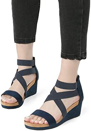 DREAM PAIRS Women's Elastica Ankle Strap Open Toe Platform Wedge Sandals
