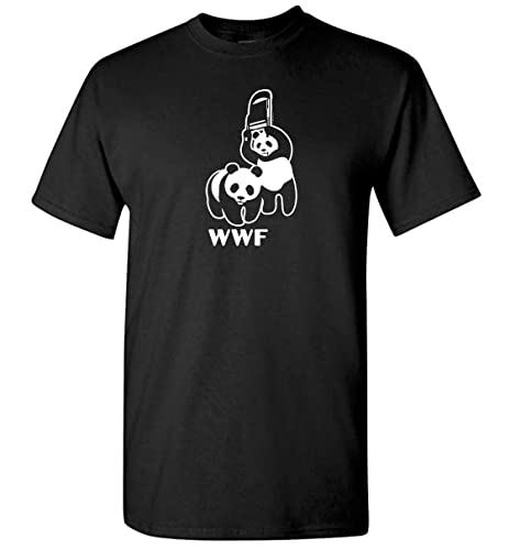 DIRTYRAGZ Men's WWF Funny Panda Bear Wrestling T Shirt XL Black