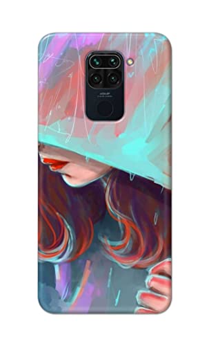 Image of PRINTFIDAA Pretty Woman Under The Umbrella Painting Printed Designer Hard Case for Redmi Note 9 (6.53 inch) / Redmi 10X (4G) (6.53 inch) Back Cover -(e) RPM1007