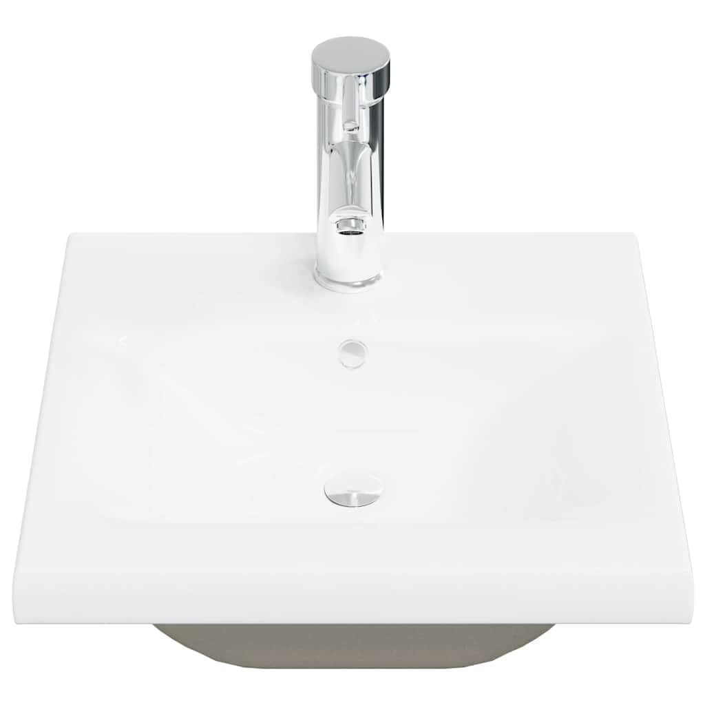 Set Mobili da Bagno 5 Pezzi Rovere Sonoma Legno Multistrato | Lavabo in ceramica bianco, specchio in vetro, montaggio a parete, ampio spazio portaoggetti