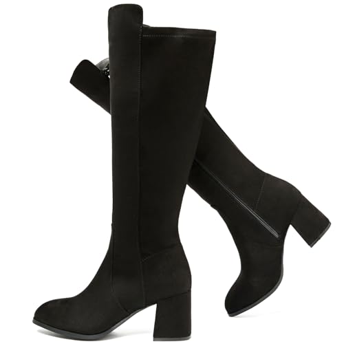 Ruiee Women's Extra Wide Calf Knee High Boots True Wide