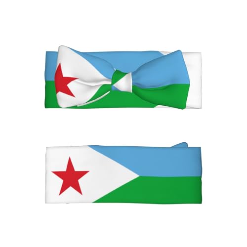 Flag of Djibouti Baby Bow Headband. Comfortable baby headband, suitable for daily wear and photo props.2