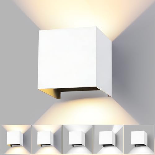 Aplique de pared LED 15W IP65 para exterior e interior blanco de aluminio cuadrado