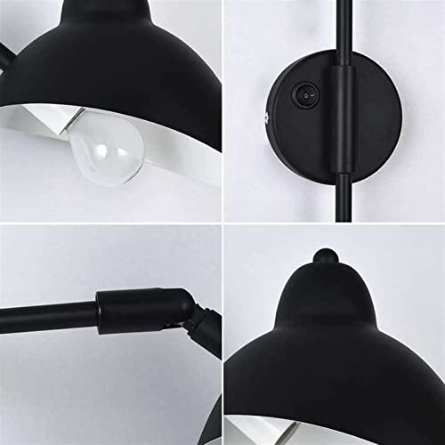 Luz de pared negra con brazo oscilante e interruptor para apliques modernos de metal 5