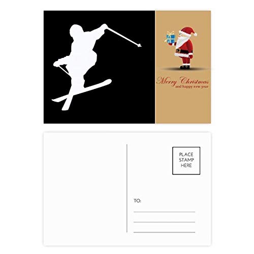 Cartes postales ski et Père Noël noir : lot 20 pièces pour correspondance hiver
