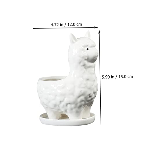 HANABASS 4 Stks Wit Met Chinese Lama Planten Pot Bonsai Balkon Kantoor Ornament Bureau Dier Porselein Container Plant… - Afbeelding 5