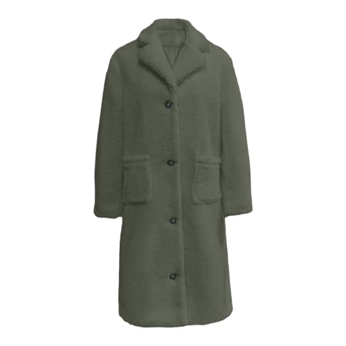 Long Teddy Coat for Women Lapel Sherpa Button Down Fleece Winter Jacket - image 7