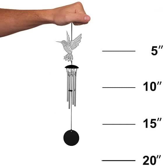 Miniatura 4 de Personalization Universe Campanillas de viento conmemorativas personalizadas con diseño de colibrí, construcción de acero inoxidable y aluminio,