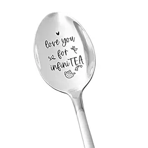 Love You for Infinitea Spoon Teaspoon - Tea Lover Stainless Steel Engraved Spoon Funny Best Lover Gift for Wedding Anniversary Valentine's Day