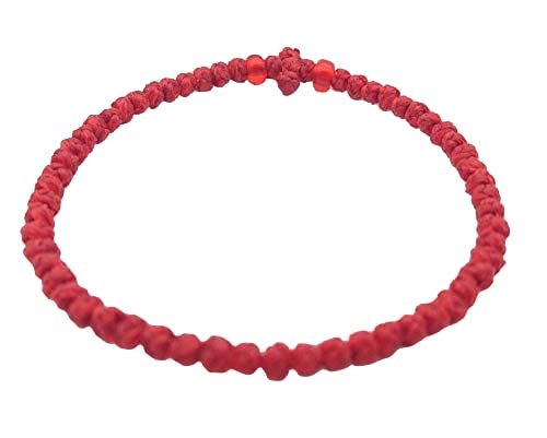 Blessed Greek Christian Orthodox Handmade Prayer Rope From Mt.Athos (Komboskoini Chotki) Thin Red Fragrance With Holy (Chrism- Myrrh)3