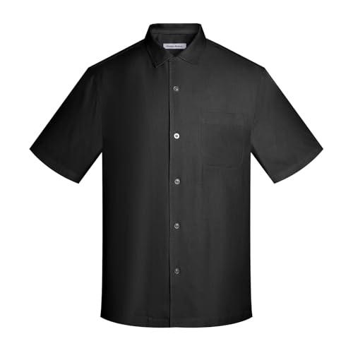 Men's Silk Hawaiian Short Sleeve Button Down Shirt Casual Tropical Holiday Beach Shirts