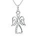Winged Angel Open Heart Diamond Pendant-Necklace in Sterling Silver 18" Chain