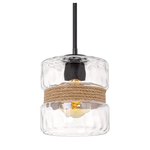 Kira Home Sage 10" 1-Light Modern Pendant Light + Hammered Glass Shade, Textured Black Finish