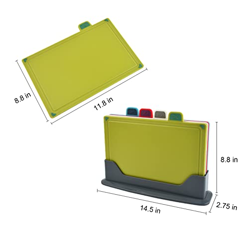 Kmakii Kitchen Cutting Board With Stroage Stand Set Of 4 Small Plastic Chopping Boards With Color Coded Food Icon For Kitchen Different Food Types,Dishwasher Safe, Bpa-Free #TOP1