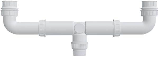 Viking Double Bowl Sink Plastic Drain Out Pipe - Ivory– Polypropylene- Adjustable Length 575mm(23’’) - 425mm(17’’) & Thread 40mm (1-1/2″) & 32mm (1-1/4″)
