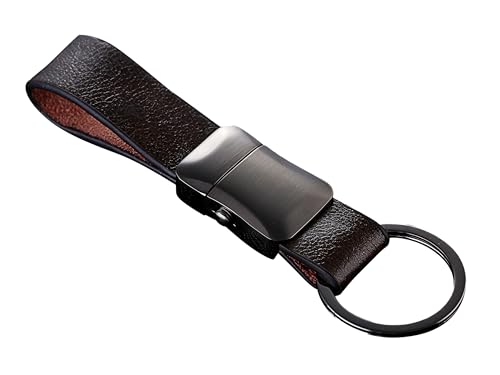 Cerbery® | Elegante llavero de cuero con anillos y caja de regalo...