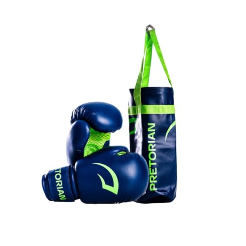 Kit Luva de Boxe + Saco de Pancadas Infantil Pretorian(Azul/Verde Limão)