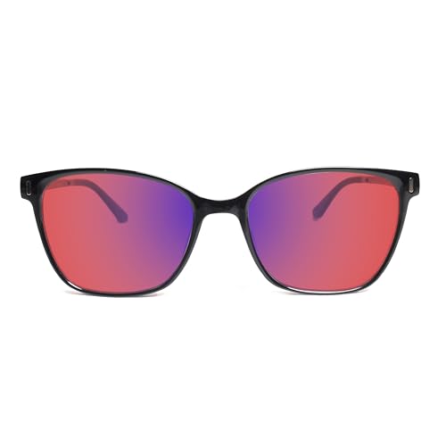 Image of Clarte Jet Black FL-41 Glasses - Advanced Migraine Relief & Light Sensitivity Eyewear, Blue Light Filter, Rose Tint Glasses, Comfort Fit, Unisex, UV Protection