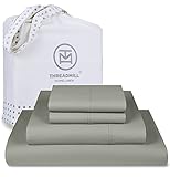 Threadmill King Sheets - 800 Thread Count Sateen Weave, 100% Natural Cotton 4 Piece Solid Bedding Set, Extra Long Staple Cotton, Comfortable Moon Rock Grey Sheets with Elasticized Deep Pocket